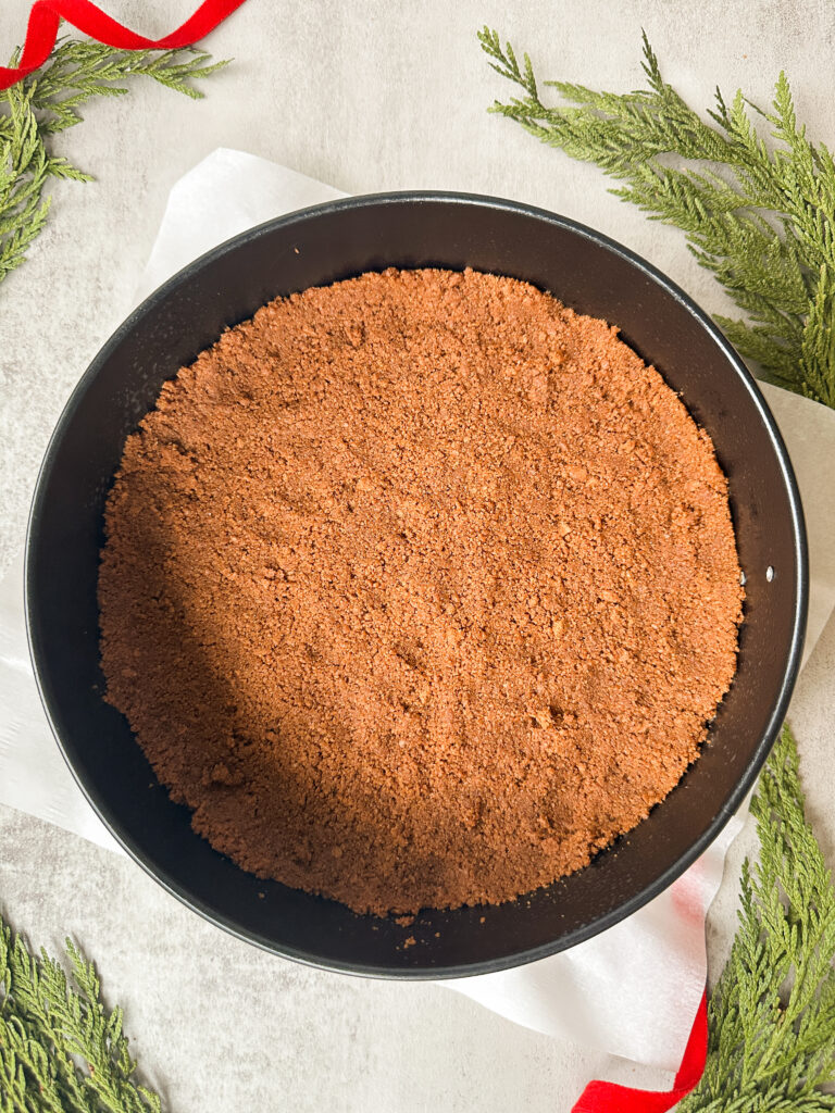 
Prepare the crust and bake for the cheesecake