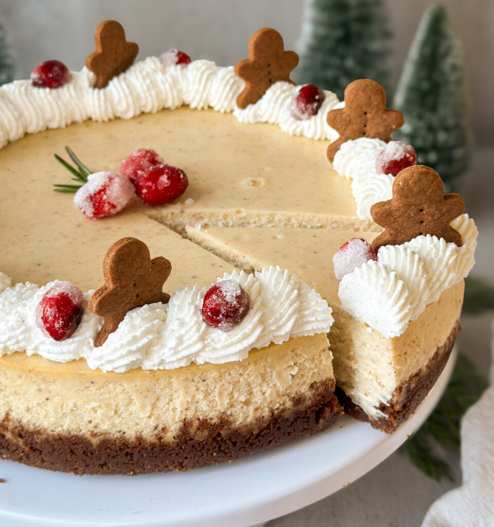 Sourdough Eggnog Gingerbread Cheesecake
