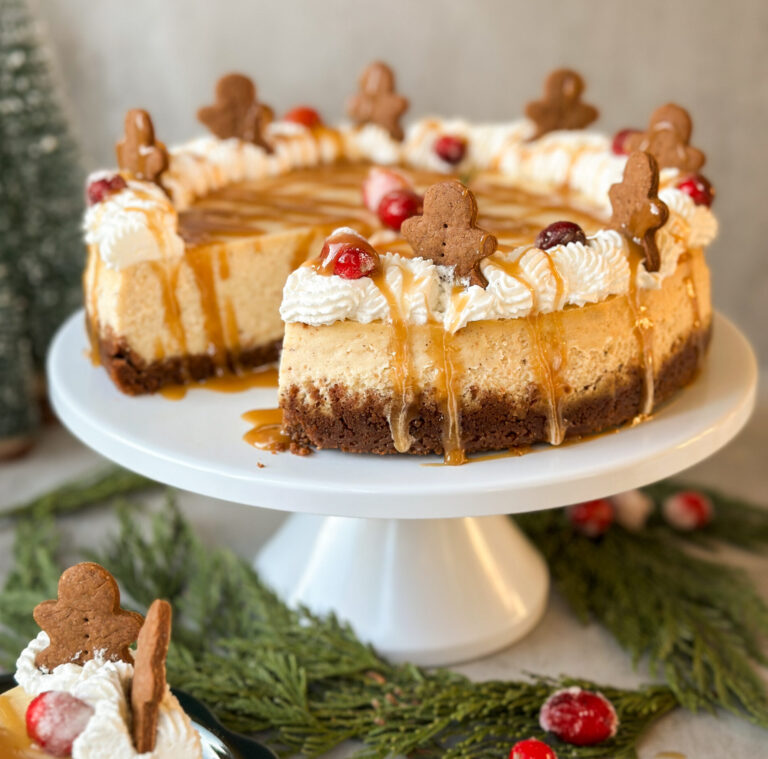 Sourdough Eggnog Gingerbread Cheesecake