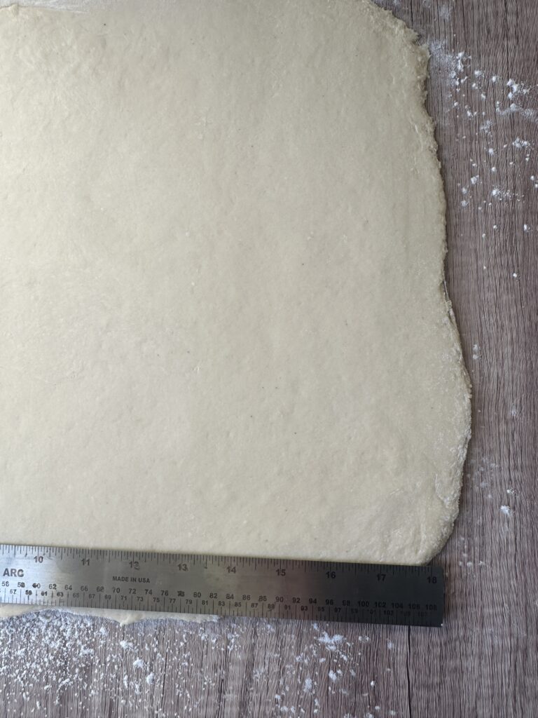 Roll dough to bottom edge being 20 in