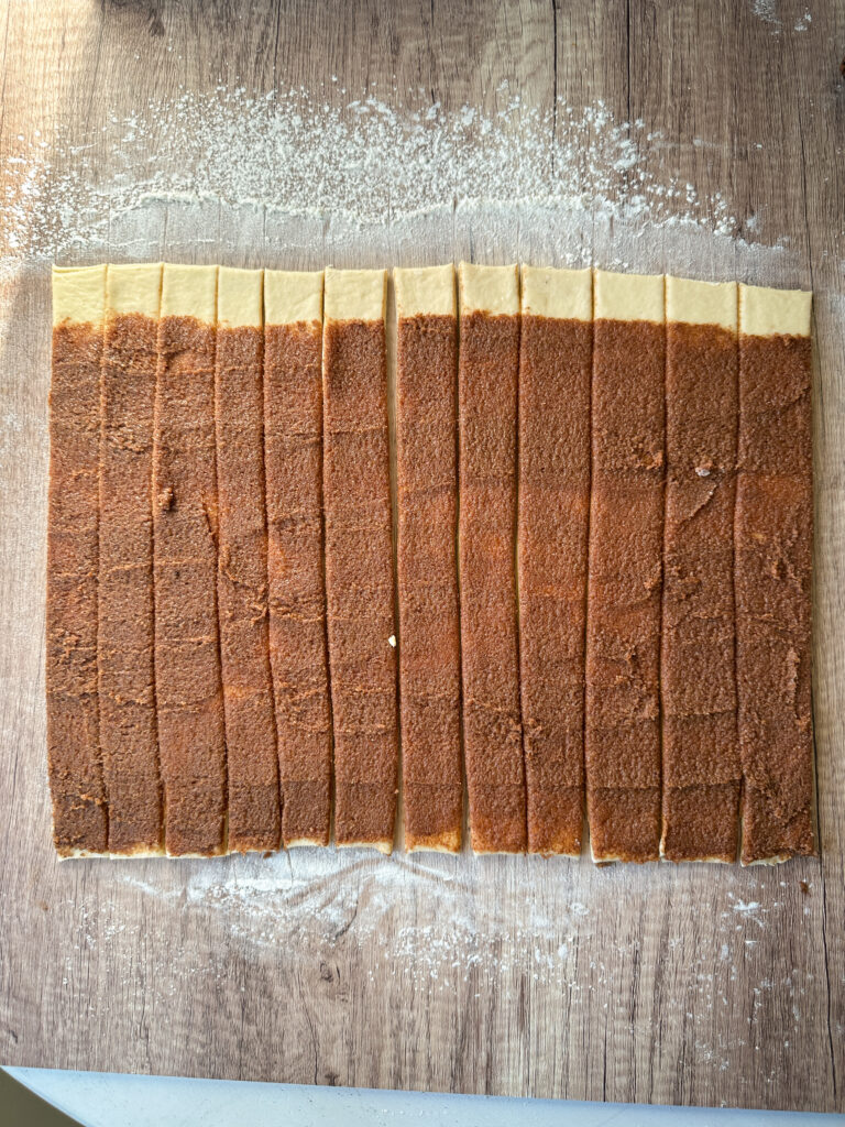 Cut dough into 12 even strips