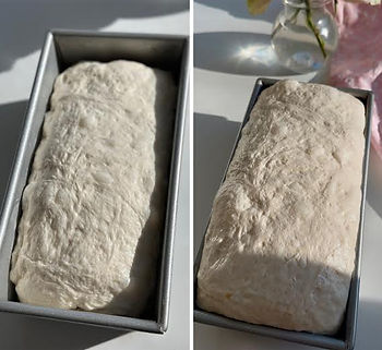Loaf before and after final proof
