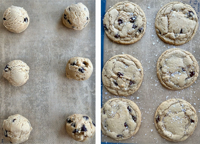 Cookies before and after baking
