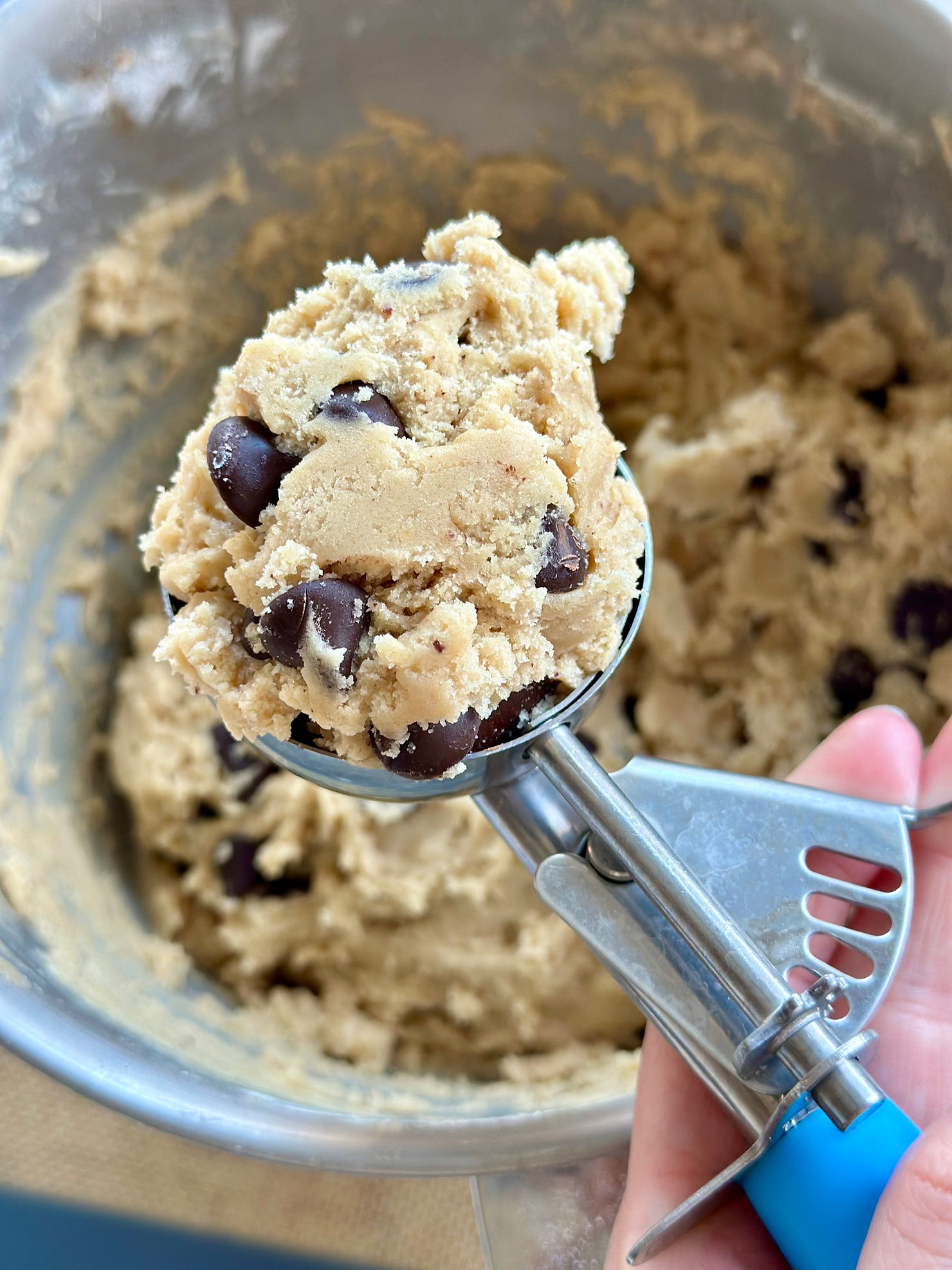 Scooping dough