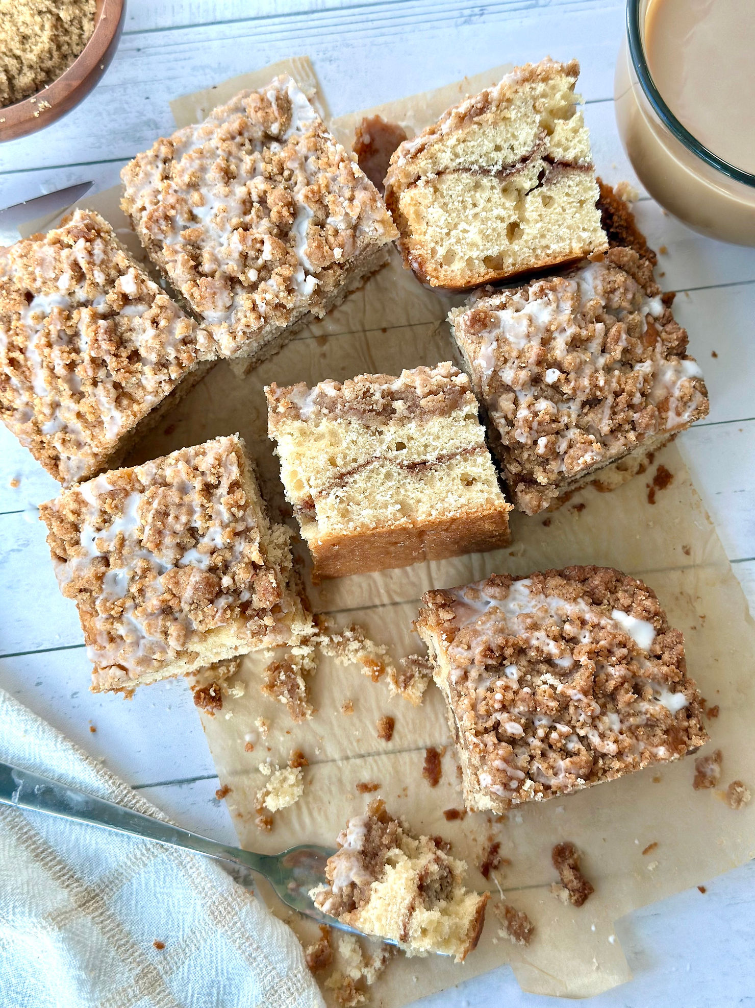 fresh squares of sourdough coffee cake