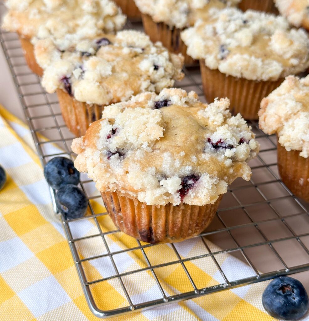 Sourdough Blueberry Lemon Crumble Muffins
