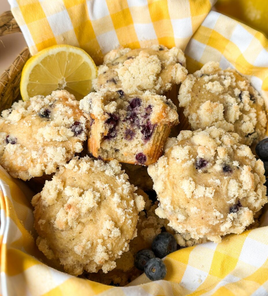 Sourdough Blueberry Lemon Crumble Muffins