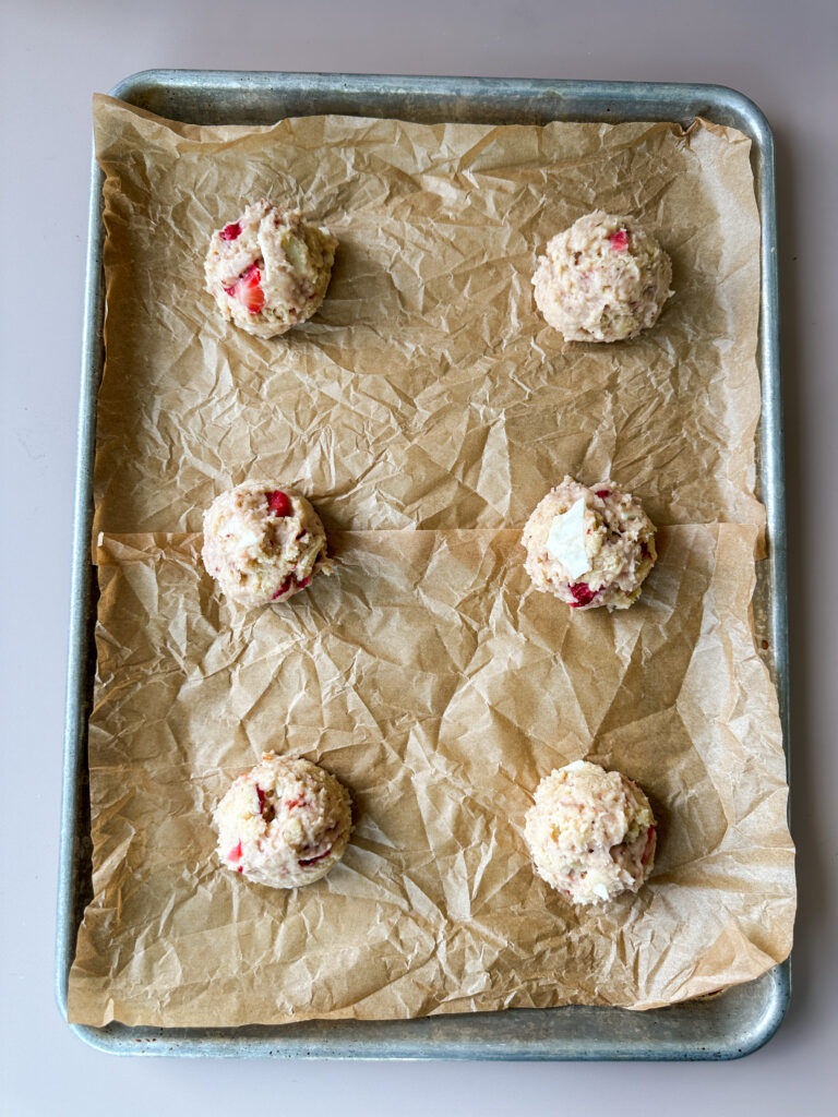 Line 6 cookies on the baking sheet