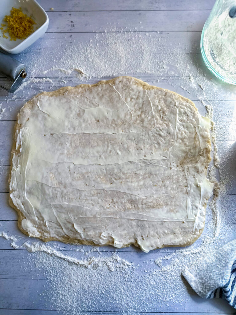 Spread the rectangle with the softened butter