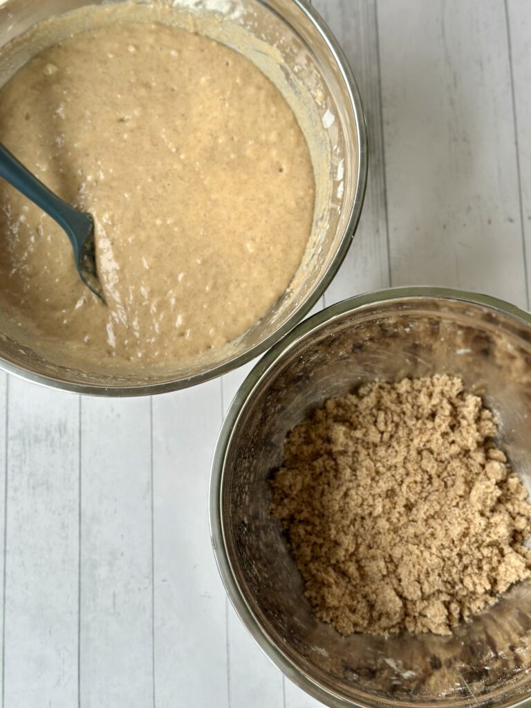 batter and crumble mixed