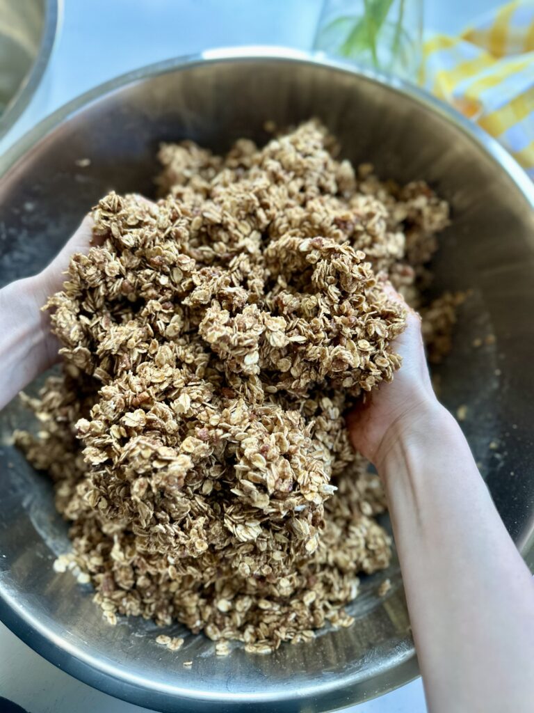 Combine all of the granola ingredients well 
