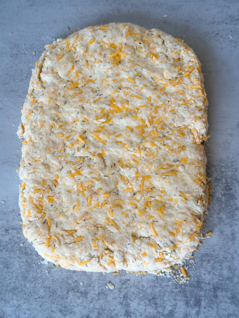 Pat dough into 1 inch thick rectangle
