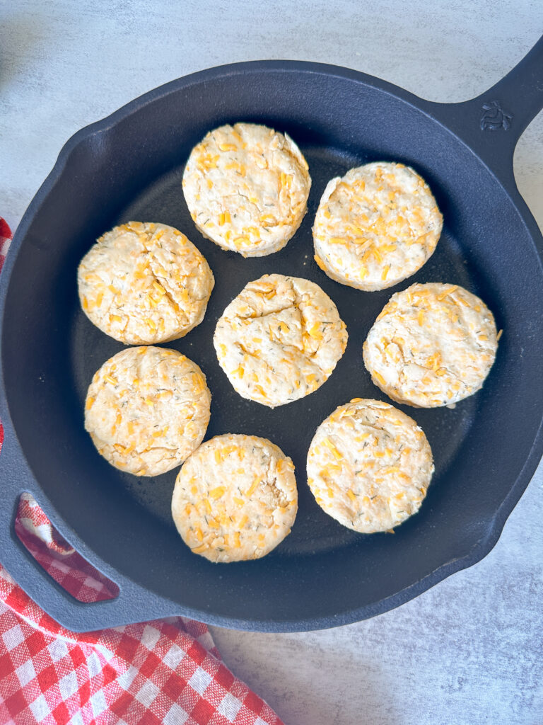 Arrange biscuits into the pan