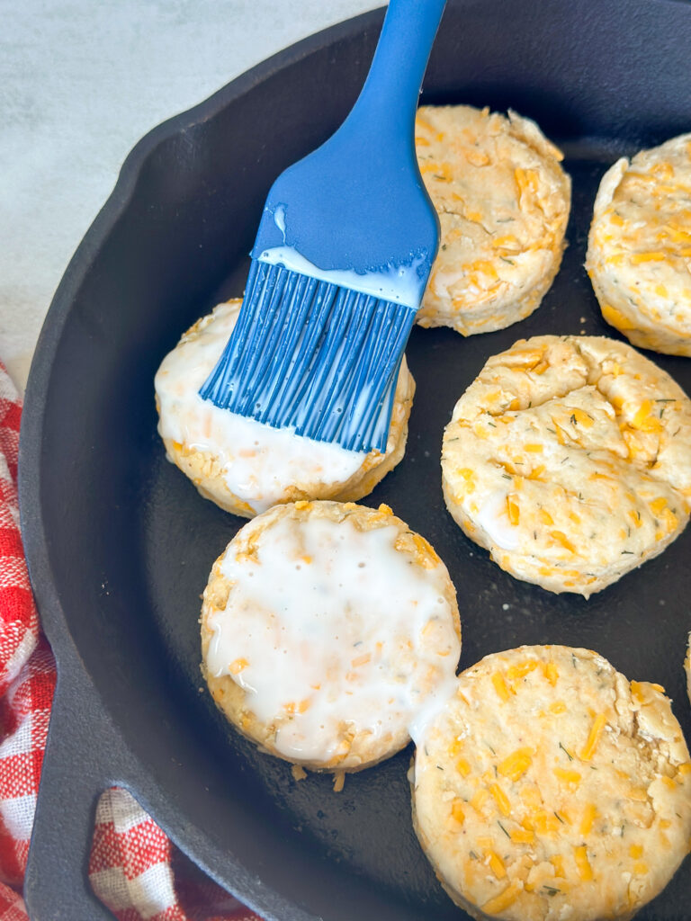 Brush the tops with buttermilk or cream