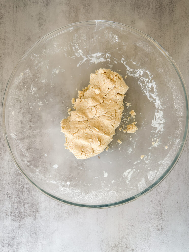 Add the wet ingredients and bring the dough into a rough ball