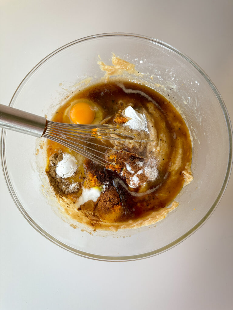 Add remaining wet ingredients to the batter