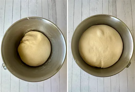 dough before and after bulk fermentation