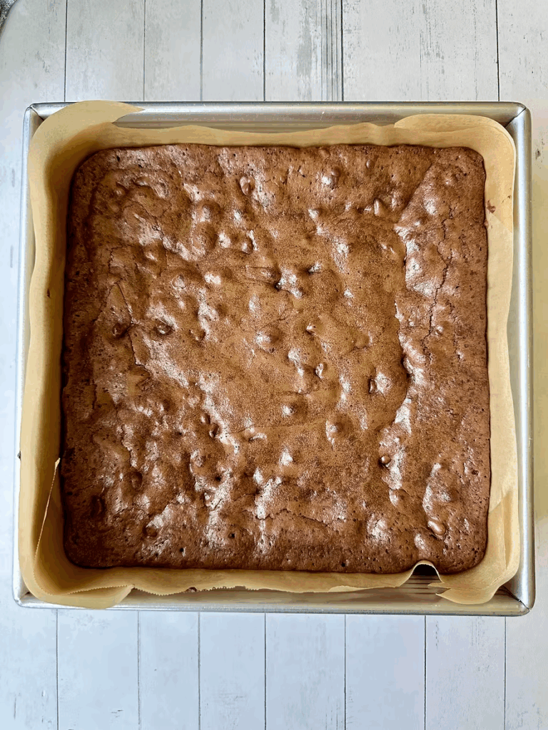 Brownie ready to be iced