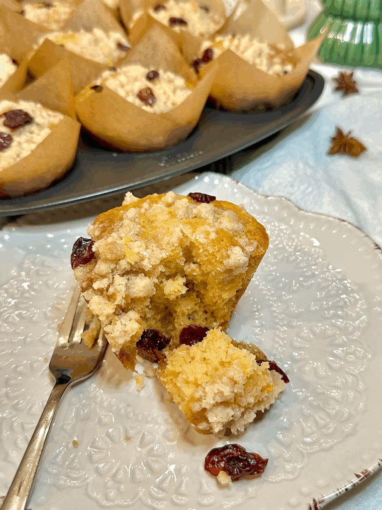 Sourdough Cranberry Orange Streusel Muffins