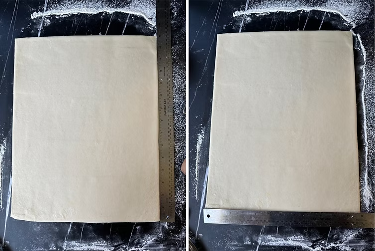 Roll out dough to form a 15x12 inch rectangle.