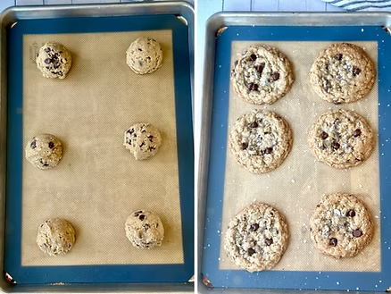 Cookies before and after baking