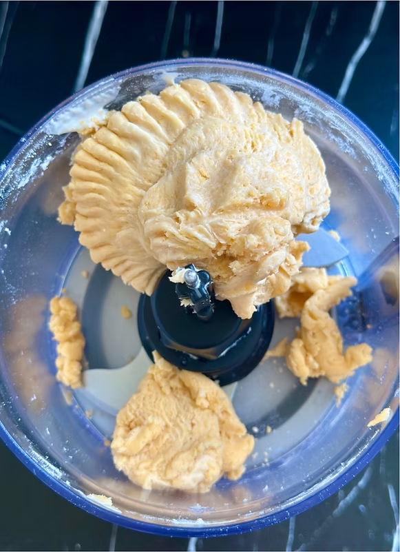 Cracker dough should form a rough ball