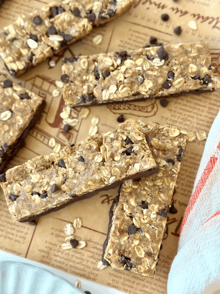 Chewy PB Chocolate-Dipped Sourdough Protein Bars