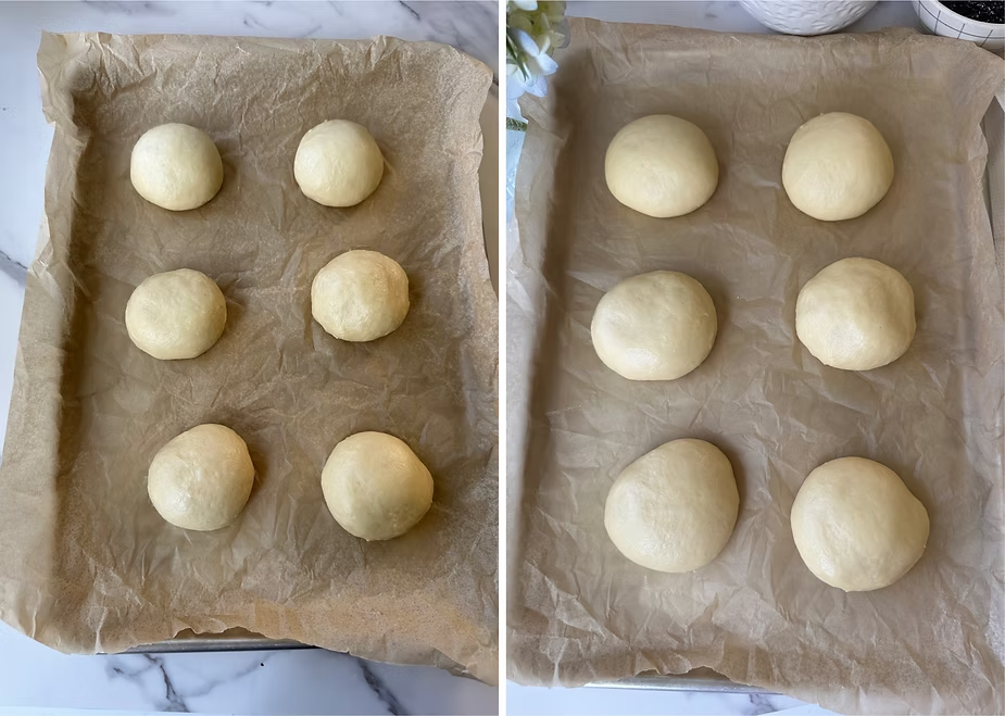 Kolaches before and after proofing