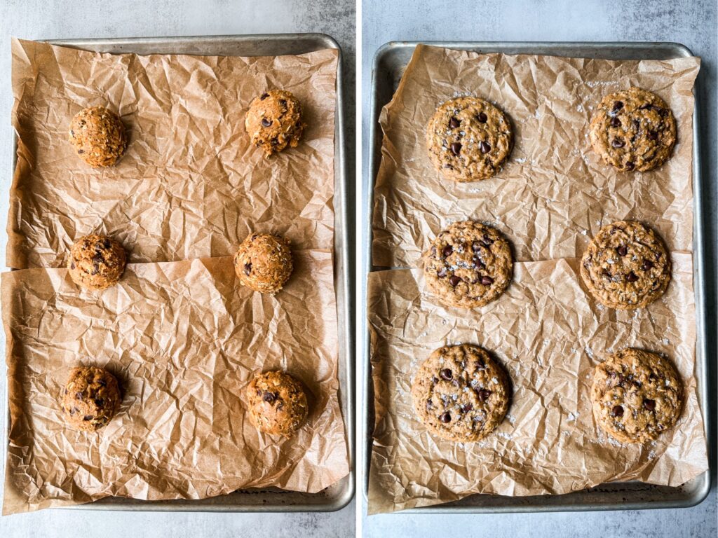 Cookies before and after baking