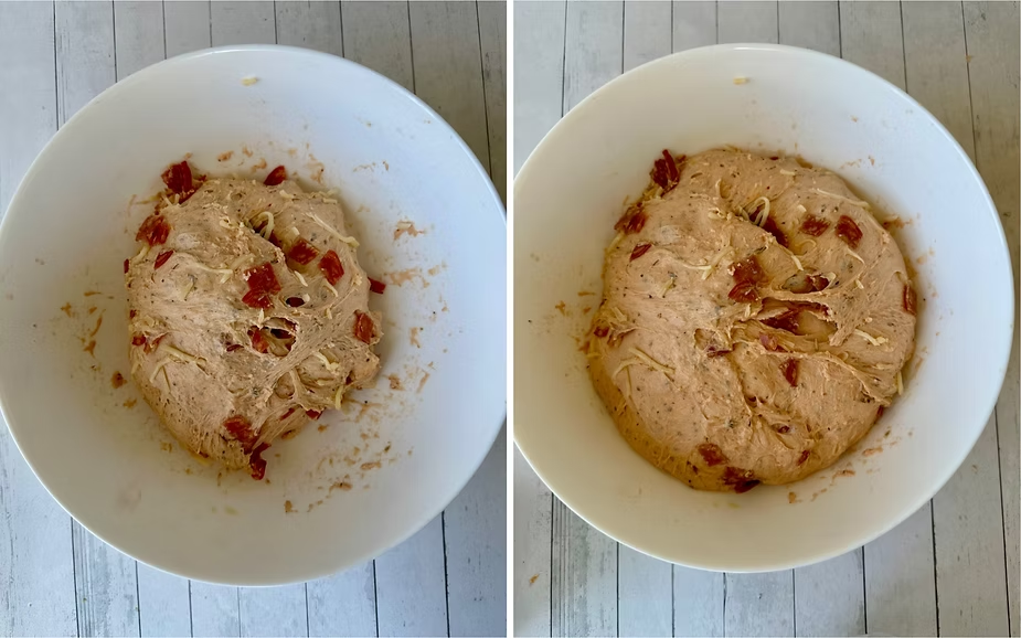 Dough before and after proofing