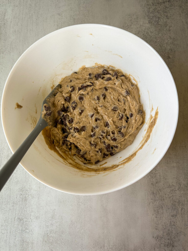 Fold chocolate chips into the batter