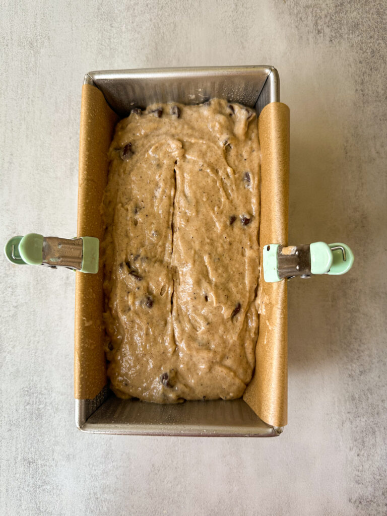 Banana bread ready to be baked
