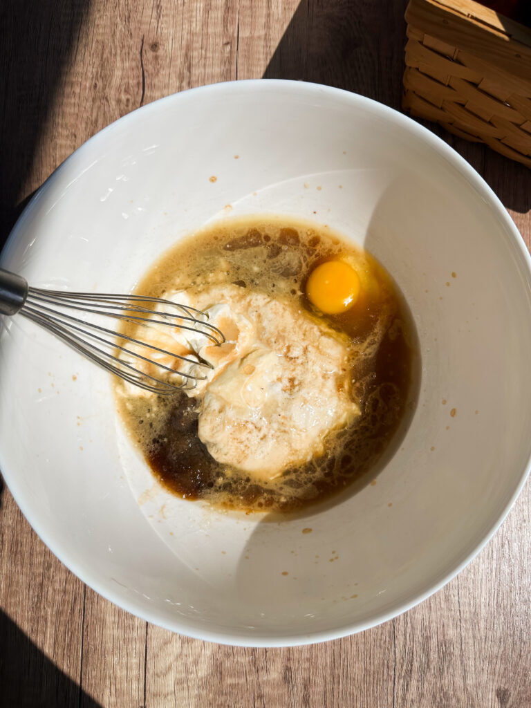 Add wet ingredients to a bowl