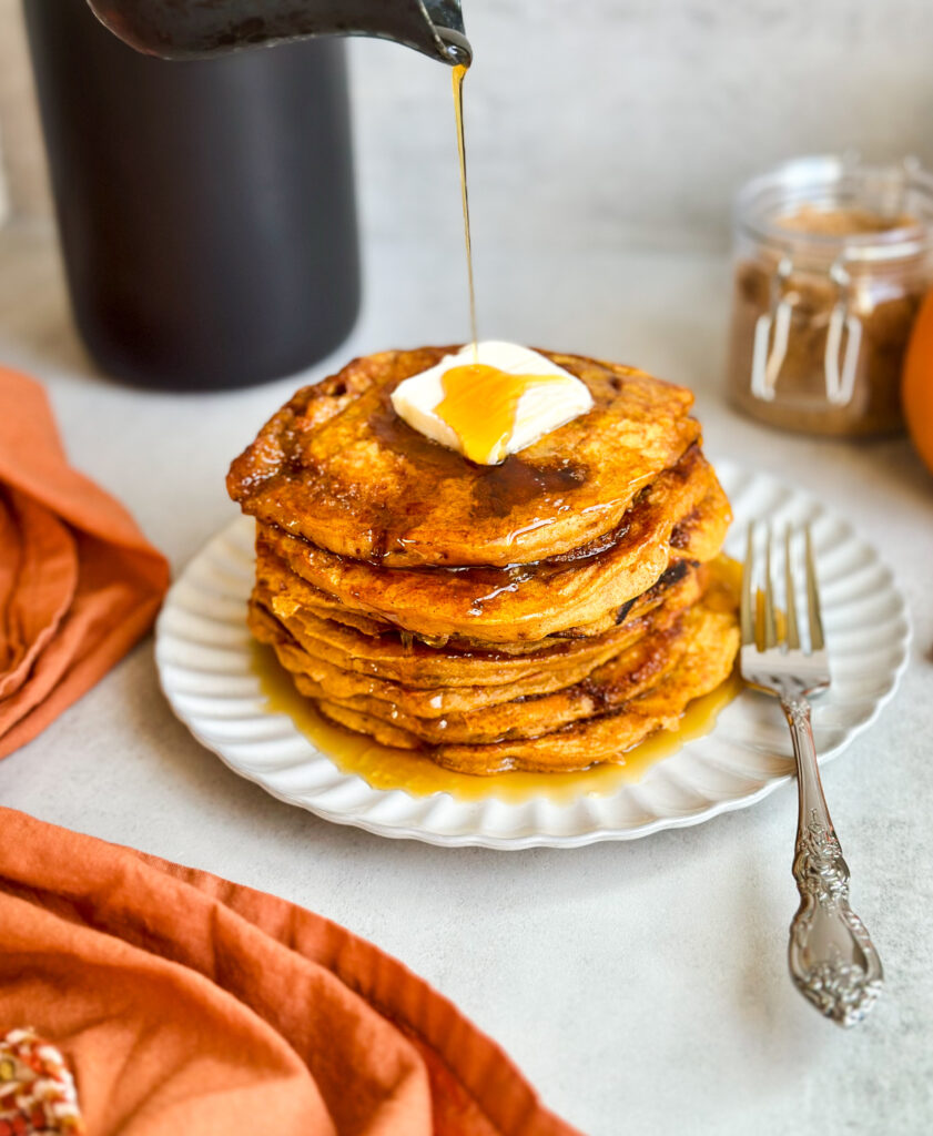 Sourdough Pumpkin Cinnamon Roll Pancakes