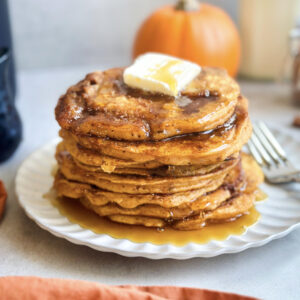 Sourdough Pumpkin Cinnamon Roll Pancakes