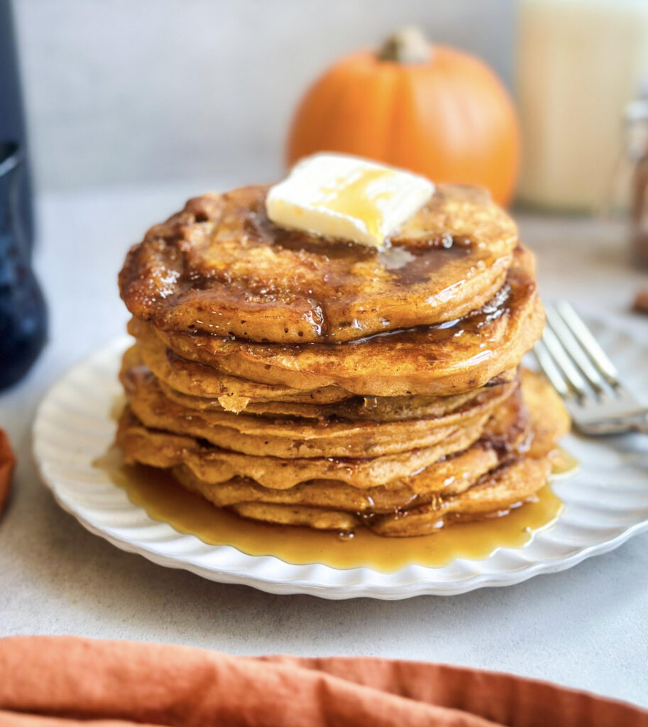 Sourdough Pumpkin Cinnamon Roll Pancakes