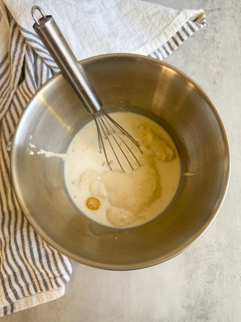 Add wet ingredients to mixing bowl