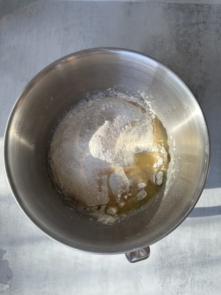Add flour, salt, and melted butter