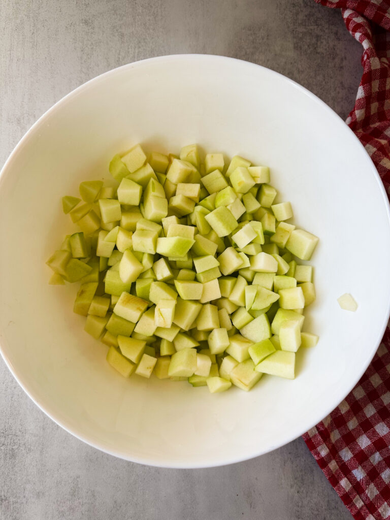 Cut apples into even 1/2 inch cubes