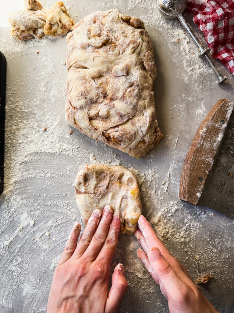 Cut a section off of the dough loaf