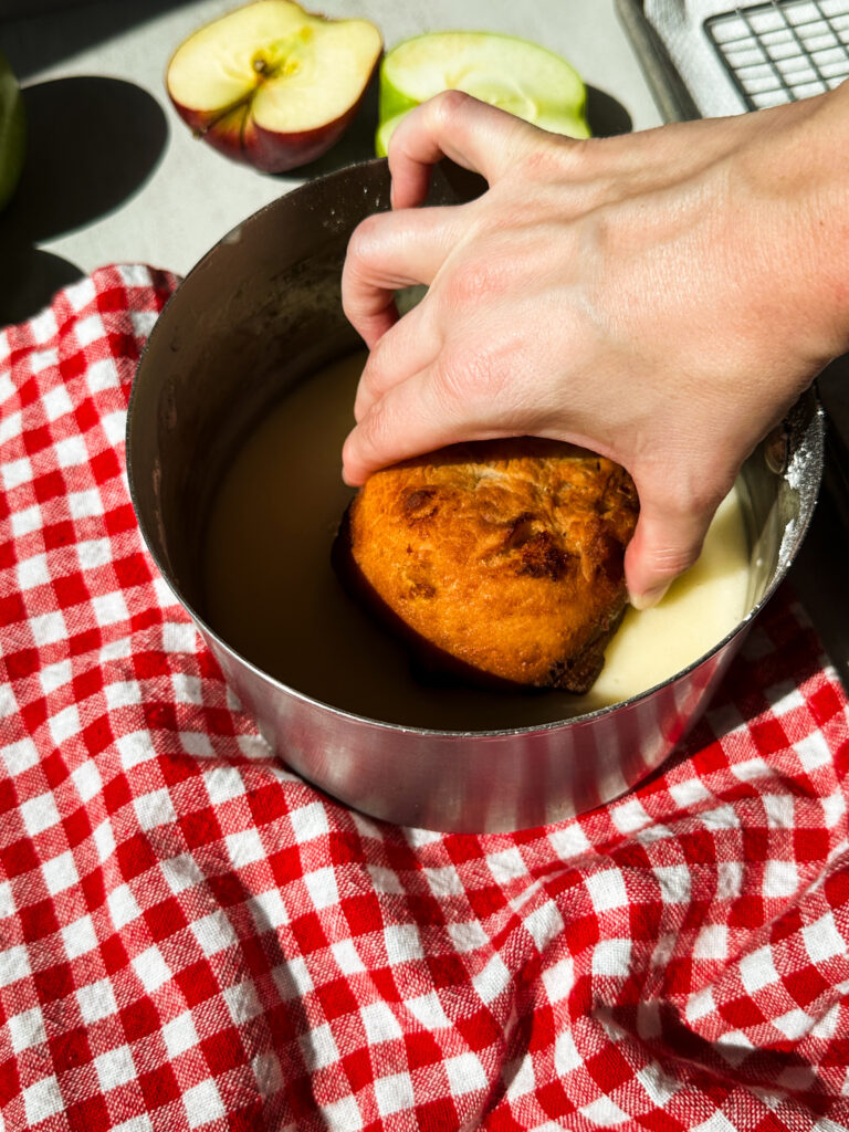 Dip fritters in glaze