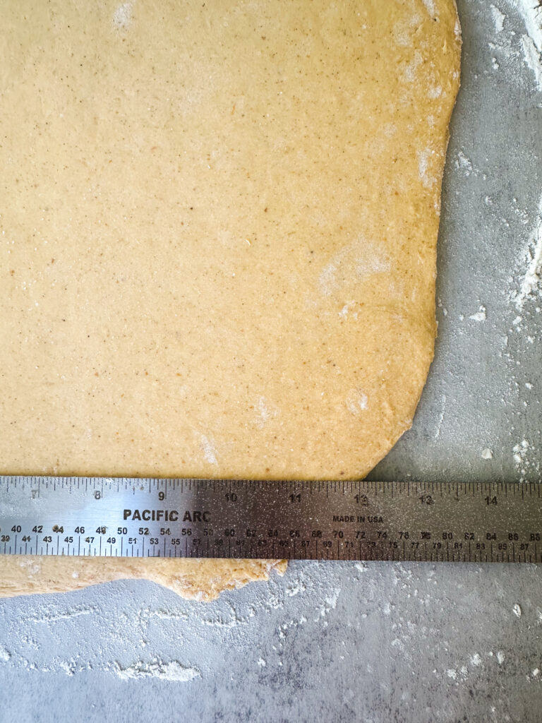 Roll dough to bottom edge being 12 in