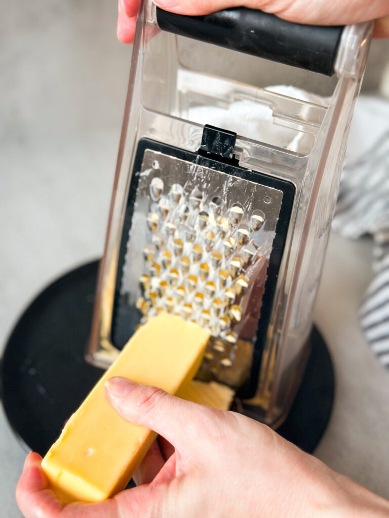 Grate the cold butter