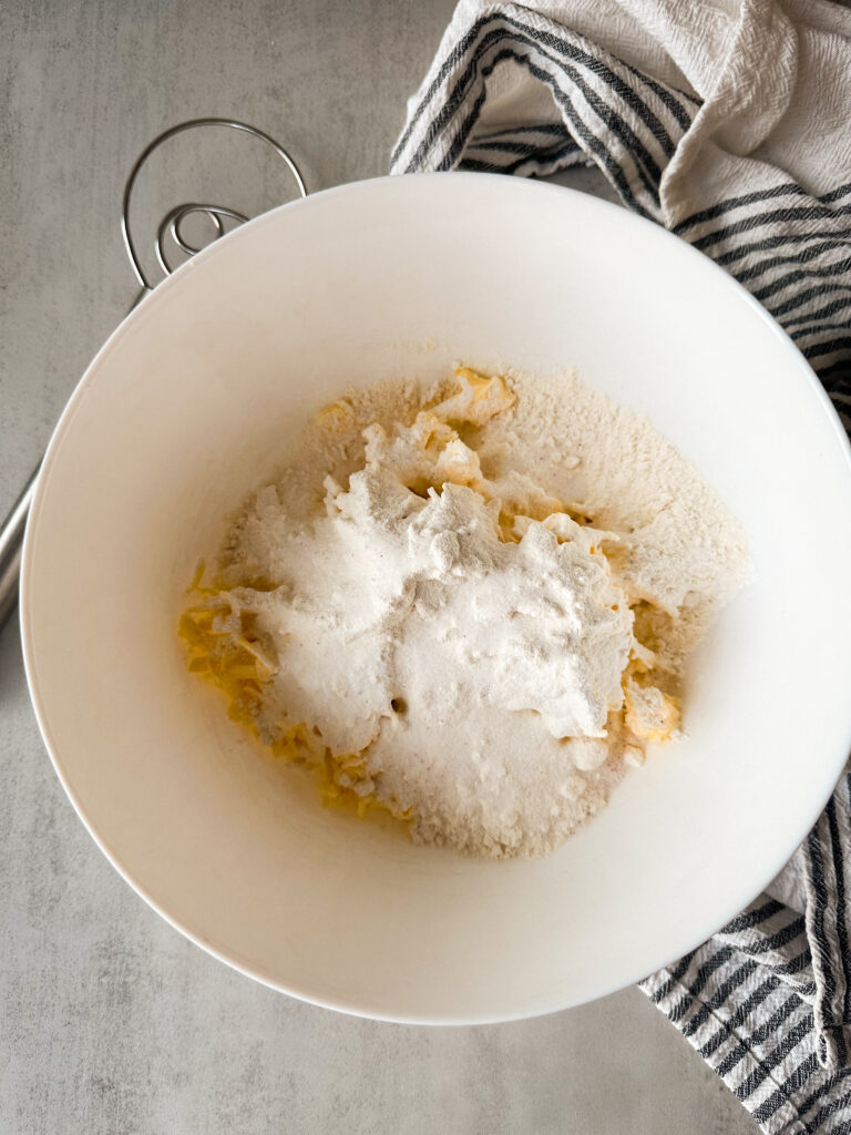 Add dry ingredients to butter