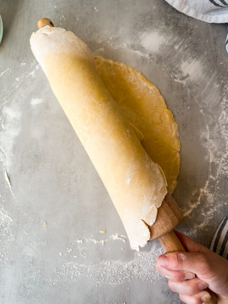 Roll the dough onto your rolling pin