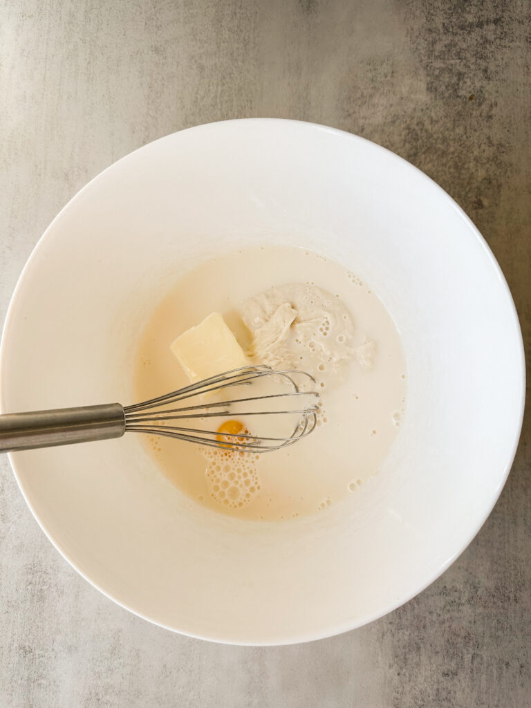 Add wet ingredients to a bowl