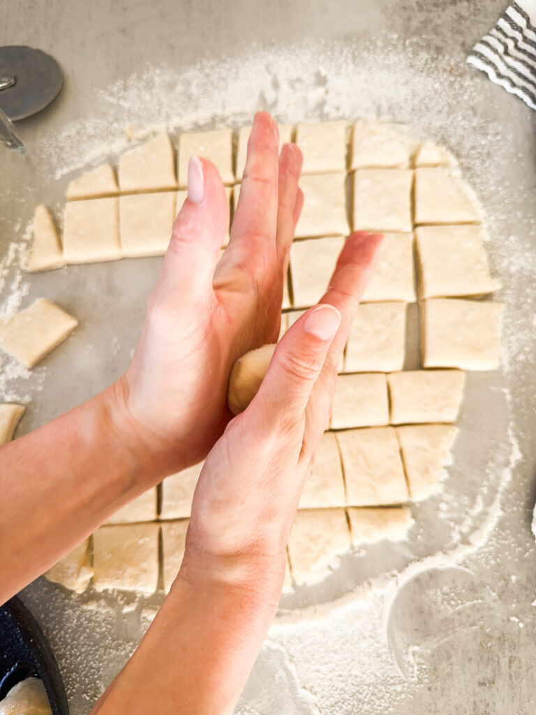 Roll the squares into balls