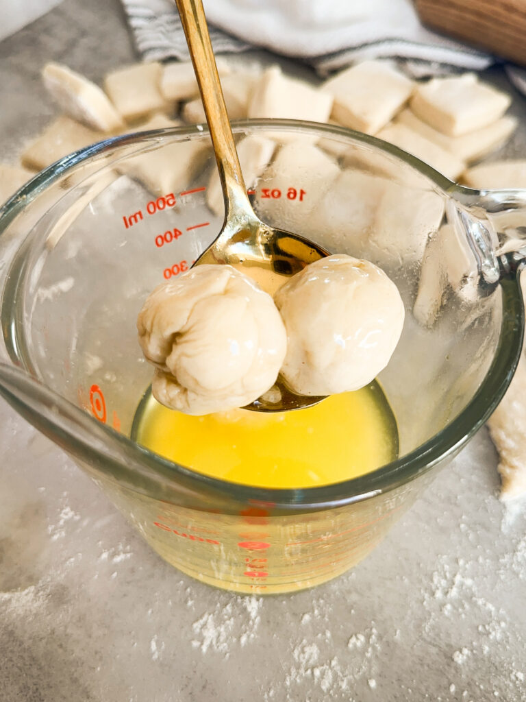 Dip bites in melted butter