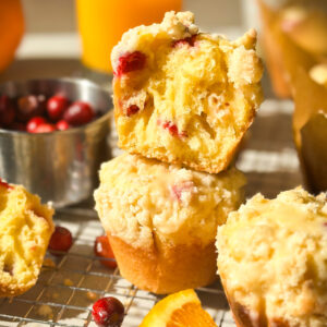 Sourdough Orange Cranberry Crumble Muffins
