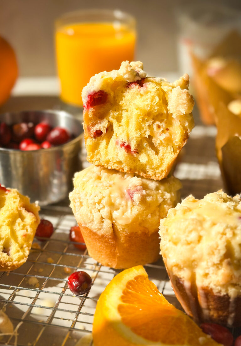 Sourdough Orange Cranberry Crumble Muffins